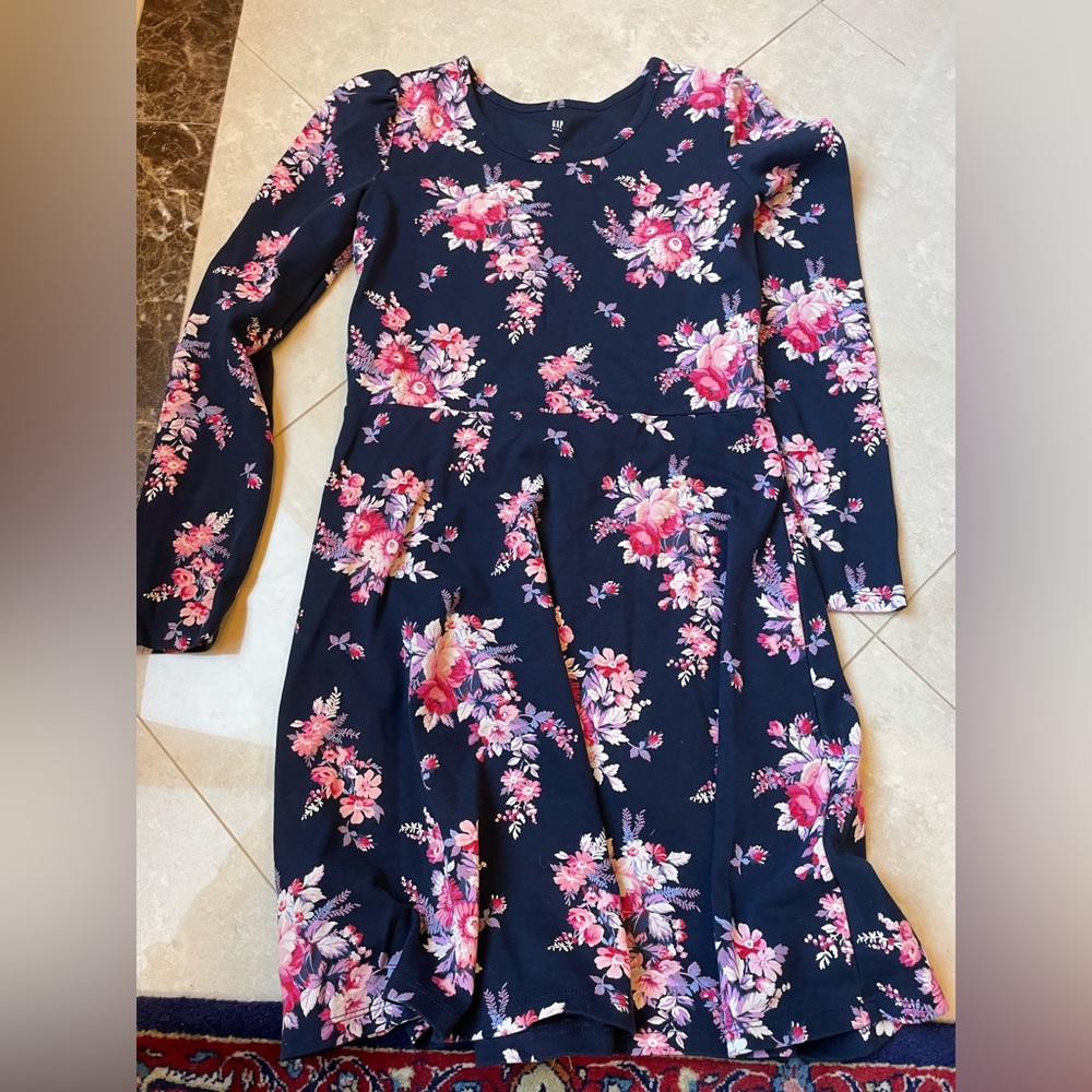 Navy blue floral dress